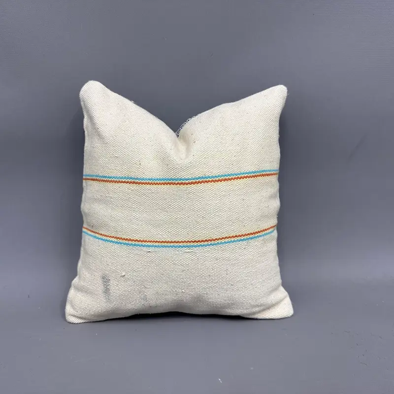 Kilim Pillow, Knitted Cushion, Decorative Pillow, Cushion Case, Ethnical Kilim Rug Pillow, Pillow for Sofa, 12x12 Beige Cushion - 1