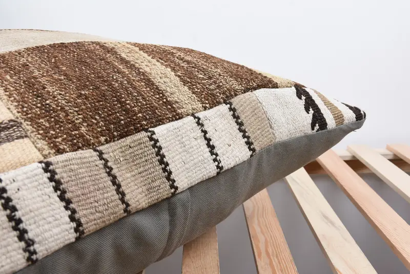 28x28 Beige Cushion Case, Bolster Cushion Case, Throw Kilim Pillow, Cushion Case, Kilim Pillow Cover, Turkish Kilim Pillow - 7