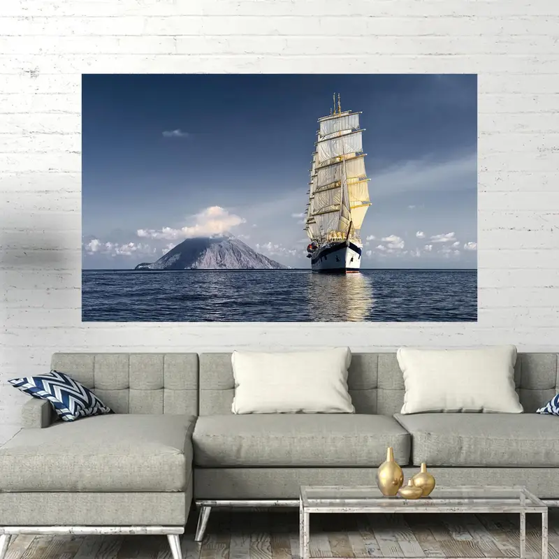 Elegant Printed Glass: Coastal Sea View for Home & Office