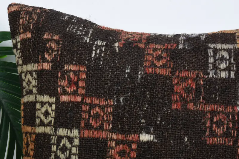 Pillow for Sofa, Interior Designer Pillow, Retro Cushion Cover, Pillow Cover, Kilim Pillow, 16x16 Brown Pillow Case, Boho Chic Pillow Sham - 2