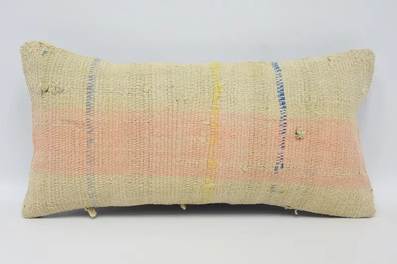 Pillow, Shabby Chic Cushion Cover, Kilim Rug Cushion, Turkish Kilim Pillow, Gift Pillow, Handmade Kilim Cushion, 8x16 Beige Pillow Case - 1