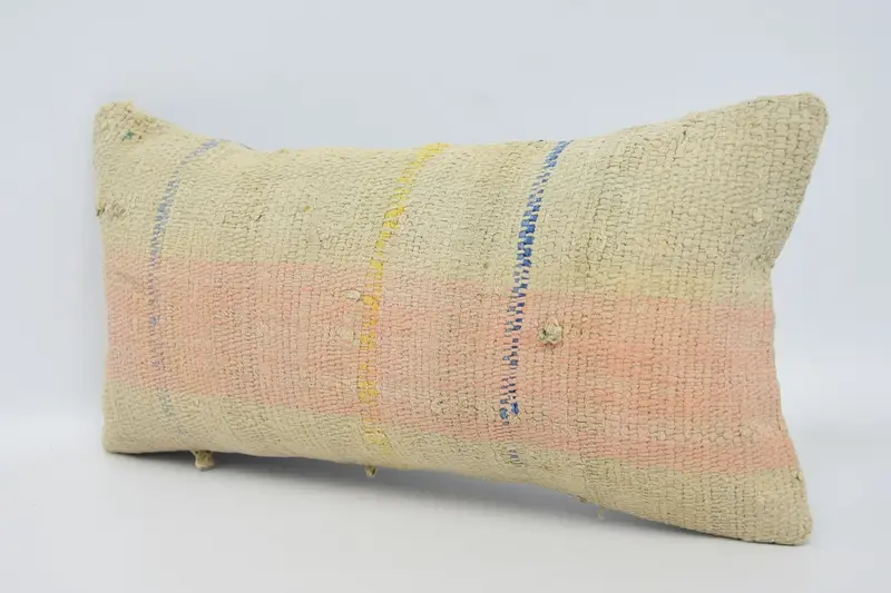 Pillow, Shabby Chic Cushion Cover, Kilim Rug Cushion, Turkish Kilim Pillow, Gift Pillow, Handmade Kilim Cushion, 8x16 Beige Pillow Case - 4