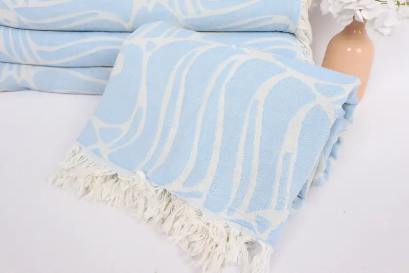 Woven Blanket, Turkish Towel Beach Blanket, 70x60 Cotton Fish Design Towel, Throw Blanket Couch, Christmas Gift Tags, Bridal Shower Gift - 4