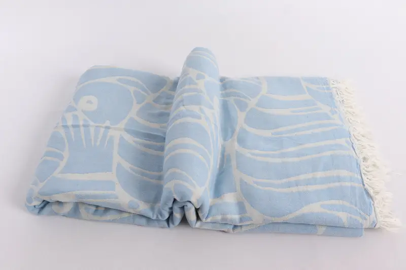 Woven Blanket, Turkish Towel Beach Blanket, 70x60 Cotton Fish Design Towel, Throw Blanket Couch, Christmas Gift Tags, Bridal Shower Gift - 6
