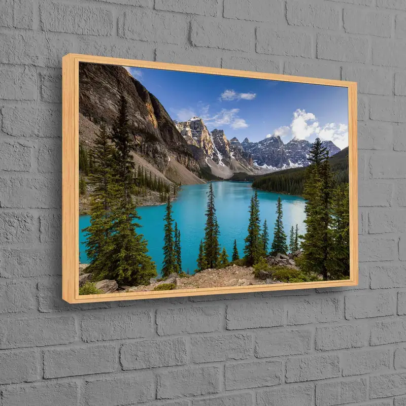 Lienzo del paisaje del lago de Alberta: Impresión artística de la vista de la naturaleza de Banff