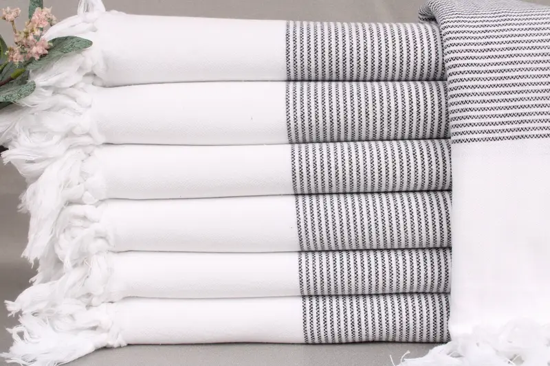 Custom Black Striped Towel, Beach Towel, Pareo, Sarong, 40x71 Inches