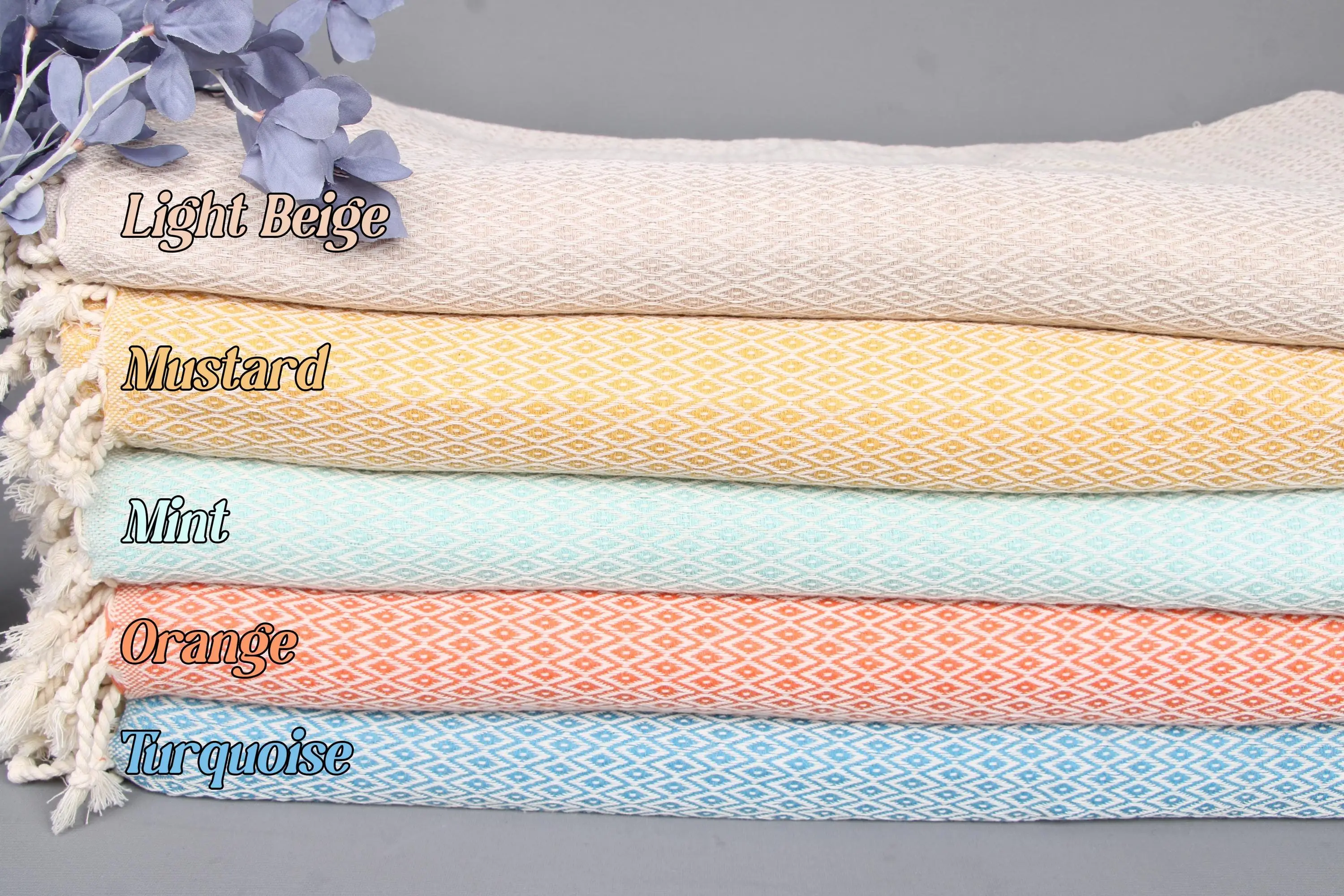 Personalized Diamond Throw Cotton Blanket Beige Animal Print, 79x95 Inches - 1