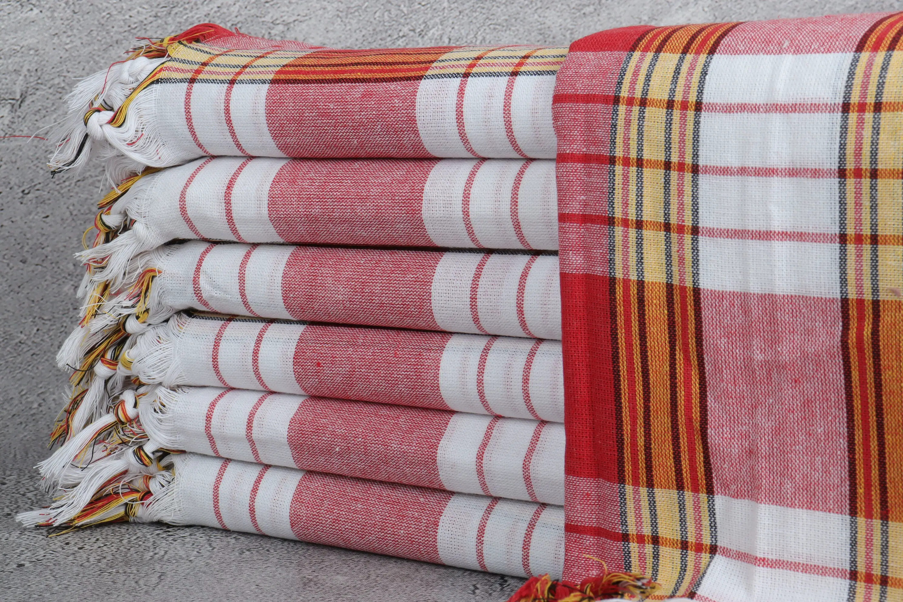 Personalized Gift Box Turkish Towel, Red Striped, 32x67 Inches - 1