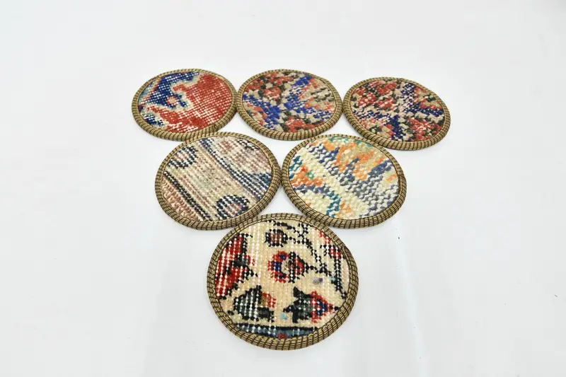 Posavasos azules y rojos, posavasos de alfombras premium