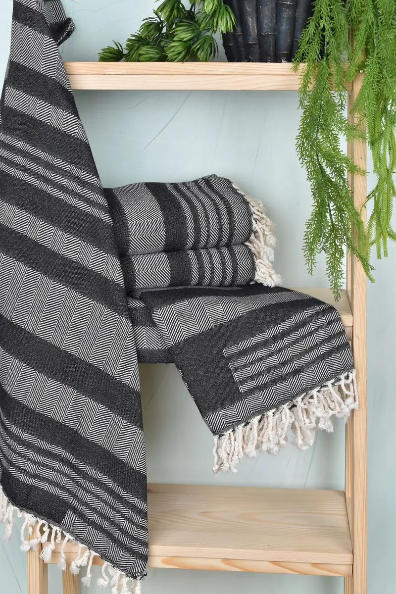 Turkish bath towel, Peshtemal Towel, Custom Wedding Gifts, Gift For Best Friend, First Wedding Anniversary Gift, 68x38 Cotton Chevron Towel - 6
