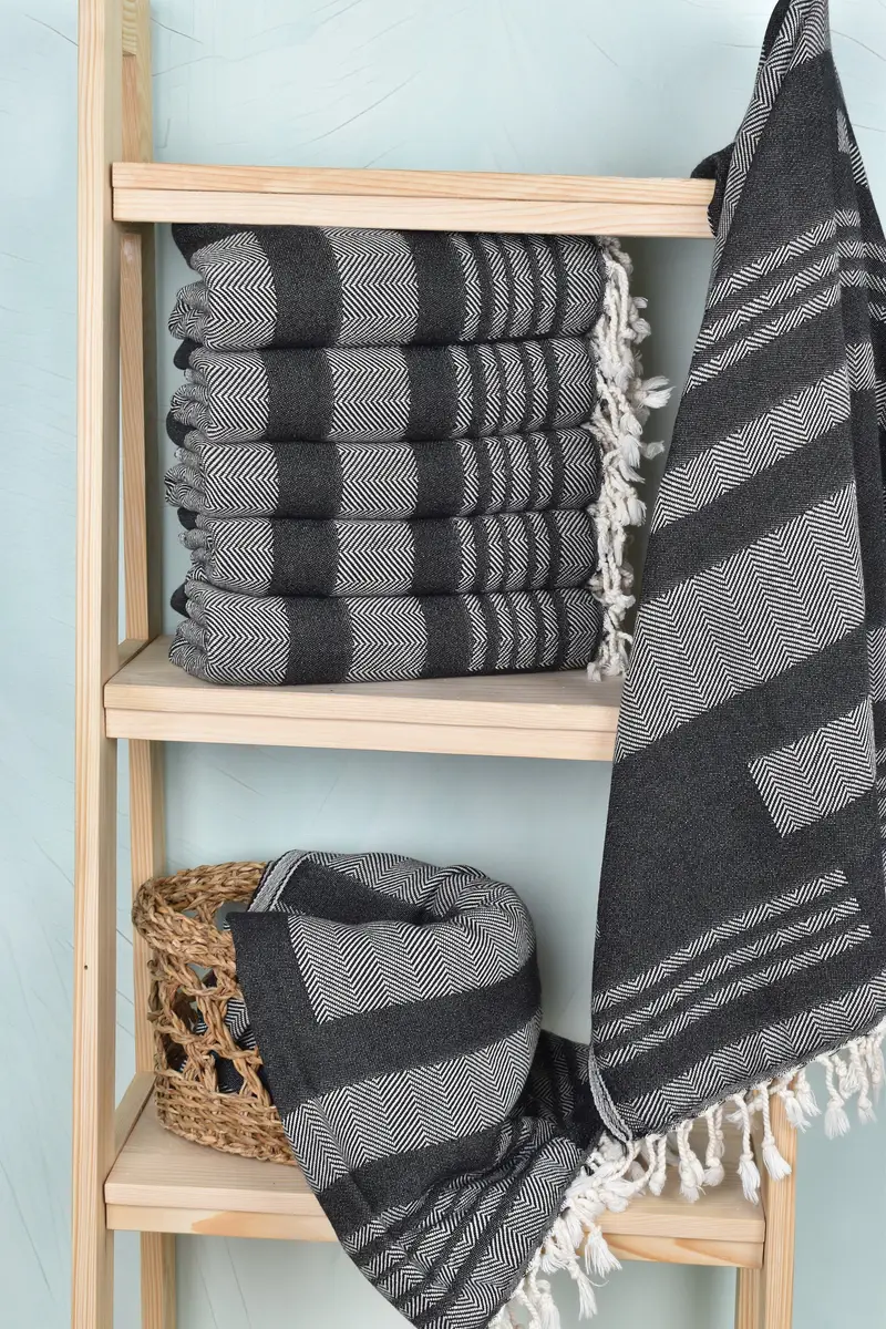 Turkish bath towel, Peshtemal Towel, Custom Wedding Gifts, Gift For Best Friend, First Wedding Anniversary Gift, 68x38 Cotton Chevron Towel - 3