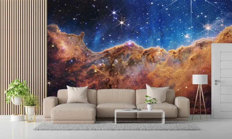 Galaktik Baskılı Duvar Kağıdı: Kozmik Kayalıklar ve Uzay Manzarası