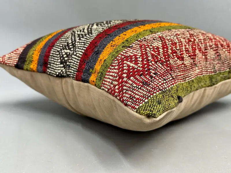 Pillow for Sofa, Pastel Cushion Cover, Interior Designer Pillow, 18x18 Orange Cushion Cover, Turkish Kilim Pillow, Cushion - 6