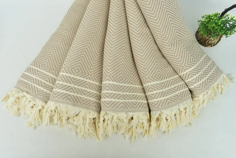 Woven Blanket, Tablecloth, Halloween Gifts, 96x70 Cotton Diamond Towel, Turkish Tablecloth, Turkish Cotton Throw Blanket, Bridal Shower Gift - 4