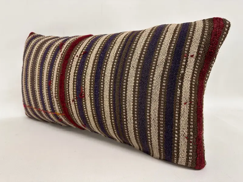 Turkish Corner Pillow Case, Antique Pillows, Turkish Pillow, Vintage Kilim Throw Pillow, 12x24 Beige Cushion Case, Car Cushion Cover, Pillow Case - 3