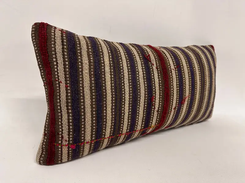 Turkish Corner Pillow Case, Antique Pillows, Turkish Pillow, Vintage Kilim Throw Pillow, 12x24 Beige Cushion Case, Car Cushion Cover, Pillow Case - 4