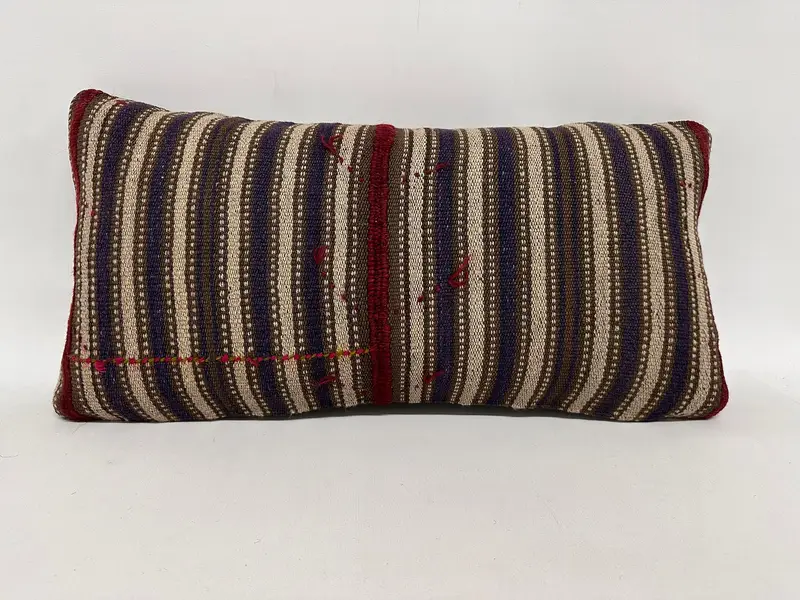 Turkish Corner Pillow Case, Antique Pillows, Turkish Pillow, Vintage Kilim Throw Pillow, 12x24 Beige Cushion Case, Car Cushion Cover, Pillow Case - 1