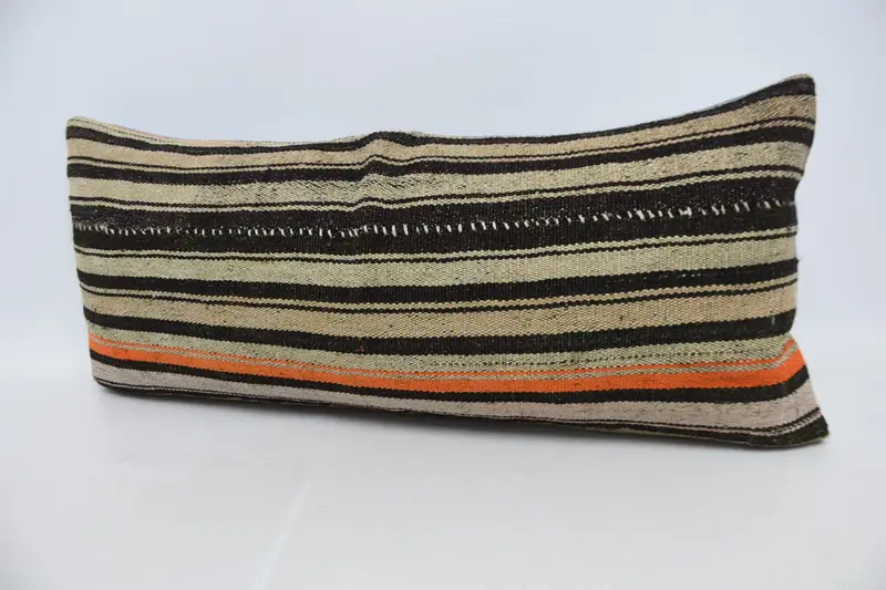 Kilim Cushion Sham, Ethnic Throw Cushion, Ethnical Kilim Rug Pillow, Boho Pillow, 16x36 Orange Cushion Cover, Pillow Cover, Cotton Pillow - 4