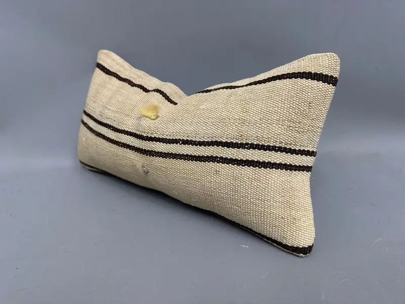 Pillow Sham, 8x16 Beige Pillow, Pillow for Couch, Vintage Kilim Pillow, Bright Cushion Cover, Bolster Pillow Sham, Boho Pillow Sham Cover - 3