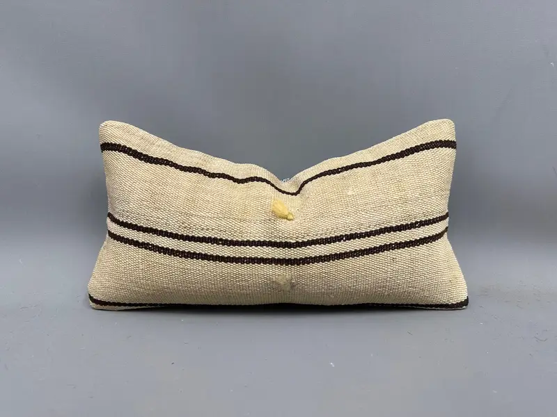 Pillow Sham, 8x16 Beige Pillow, Pillow for Couch, Vintage Kilim Pillow, Bright Cushion Cover, Bolster Pillow Sham, Boho Pillow Sham Cover - 1