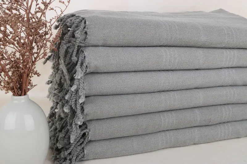 Embroidered Turkish Towel, Personalized Turkish Towel, Cotton towel, Absorbent Turkish towel, Employee Gifts, 64x28 Cotton Striped Stonewashed Towel - 1