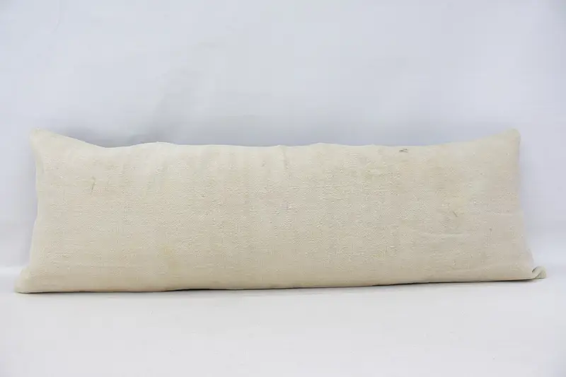 Kilim Pillow, Knitted Cushion, Pillow Case, Turkish Pillow, 16x48 Beige Pillow Cover, Boho Chic Cushion Cover, Ethnical Kilim Rug Pillow - 1