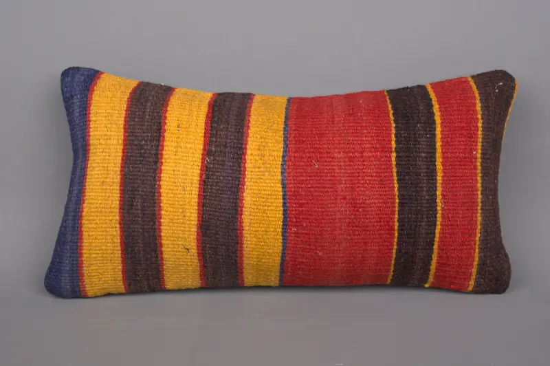 Home Decor Pillow, Authentic Cushion Cover, Pillow Cover, Ethnical Kilim Rug Pillow, Interior Designer Pillow, 8x16 Red Pillow Sham - 4