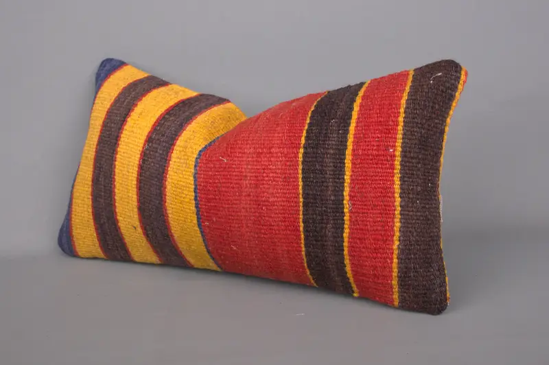 Home Decor Pillow, Authentic Cushion Cover, Pillow Cover, Ethnical Kilim Rug Pillow, Interior Designer Pillow, 8x16 Red Pillow Sham - 3