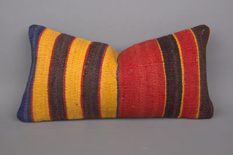 Home Decor Pillow, Authentic Cushion Cover, Pillow Cover, Ethnical Kilim Rug Pillow, Interior Designer Pillow, 8x16 Red Pillow Sham - 1