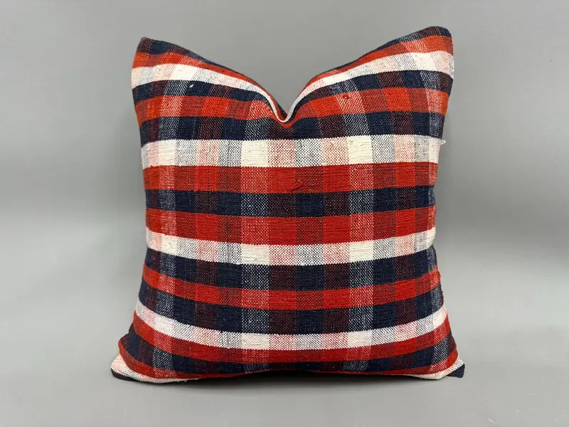 18x18 Blue Pillow Case, Boho Pillow Sham Cover, Pet Cushion Cover, Antique Pillows, Cushion, Vintage Throw Pillow Case, Kilim Cushion Sham - 1