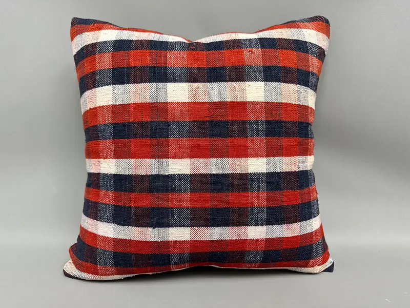 18x18 Blue Pillow Case, Boho Pillow Sham Cover, Pet Cushion Cover, Antique Pillows, Cushion, Vintage Throw Pillow Case, Kilim Cushion Sham - 4