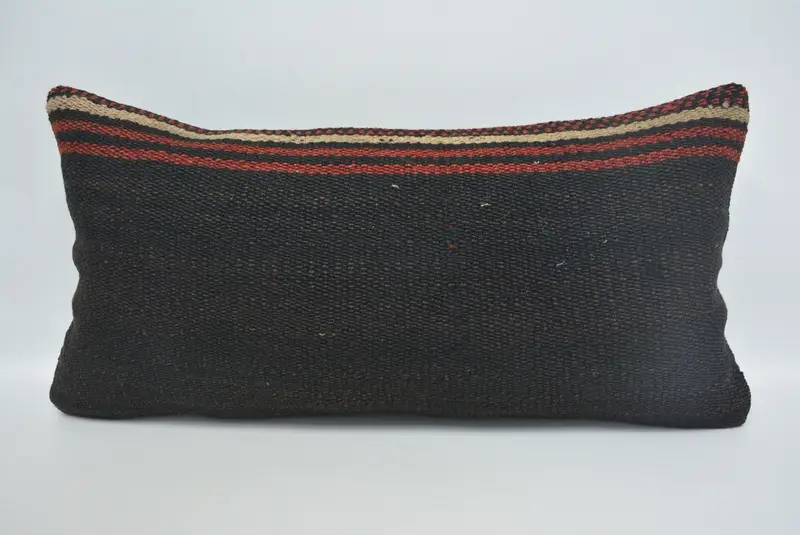 Pillow for Couch, Cushion, Morroccon Kilim Cushion Pillow Sham, Gift Pillow, Throw Kilim Pillow, 12x24 Brown Cushion, Authentic Pillow - 1