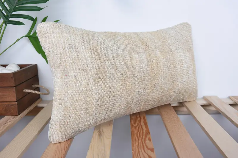 10x20 Beige Pillow Sham, Pillow Case, Handmade Kilim Cushion, Vintage Kilim Pillow, Luxury Cushion Case, Ethnical Kilim Rug Pillow - 4