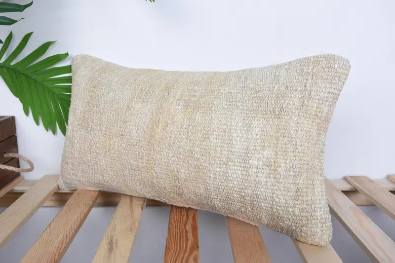 10x20 Beige Pillow Sham, Pillow Case, Handmade Kilim Cushion, Vintage Kilim Pillow, Luxury Cushion Case, Ethnical Kilim Rug Pillow - 5