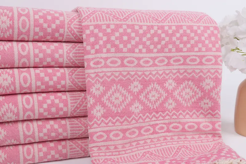 Fouta towel, Housewarming Gift, Quick-dry travel peshtemal towel, Cotton towel, Beach Size Towel, 68x36 Cotton Geometric Towel, Wedding Shower Gift - 3