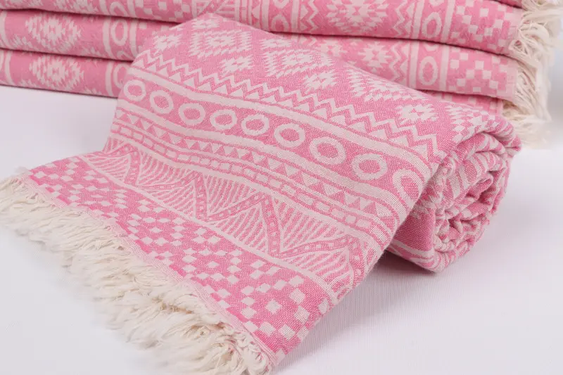 Fouta towel, Housewarming Gift, Quick-dry travel peshtemal towel, Cotton towel, Beach Size Towel, 68x36 Cotton Geometric Towel, Wedding Shower Gift - 5