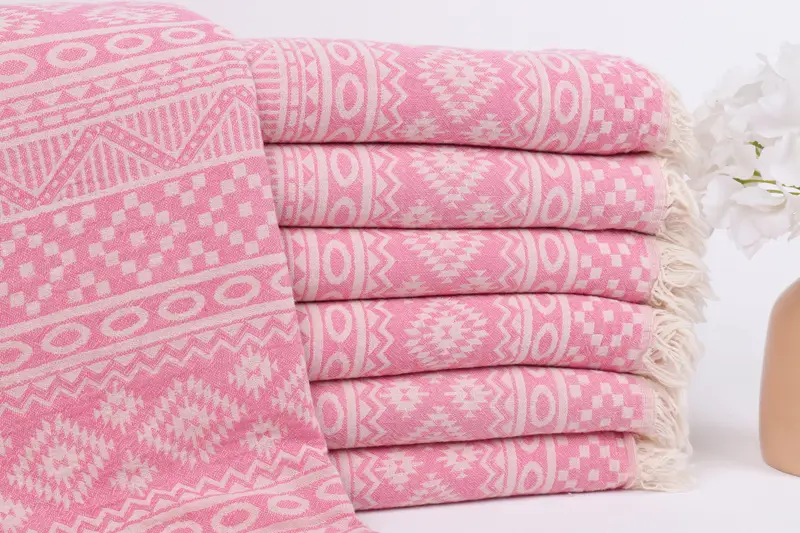 Fouta towel, Housewarming Gift, Quick-dry travel peshtemal towel, Cotton towel, Beach Size Towel, 68x36 Cotton Geometric Towel, Wedding Shower Gift - 2