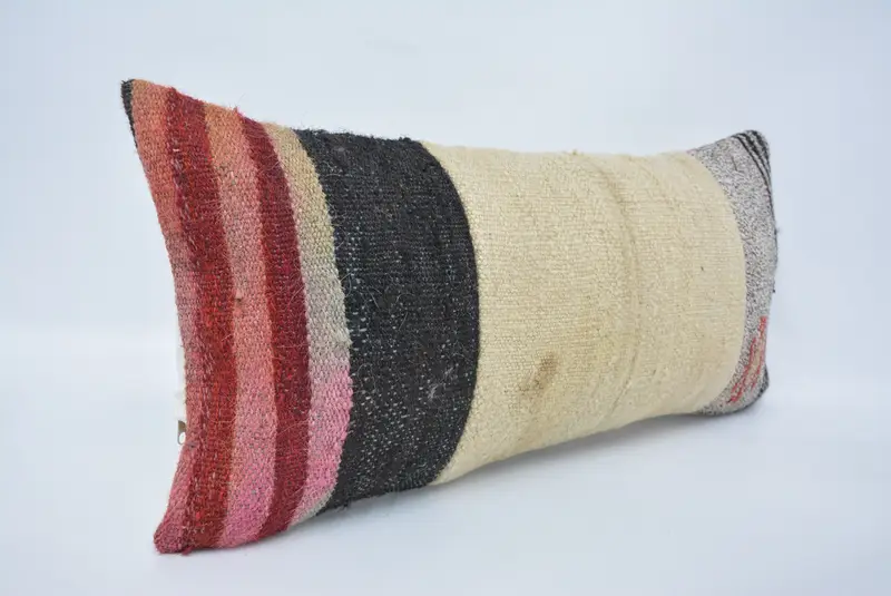 Kilim Cushion Sham, 12x24 Beige Pillow Sham, Authentic Pillow Case, Vintage Kilim Throw Pillow, Turkish Kilim Pillow, Cushion Case - 3