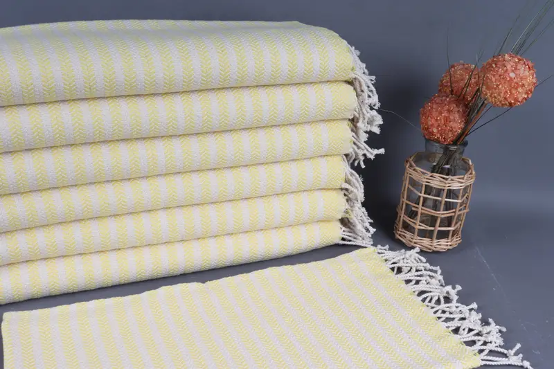 Small Towel Wedding Gift Light Yellow Chevron Napkin, 18x40 Inches