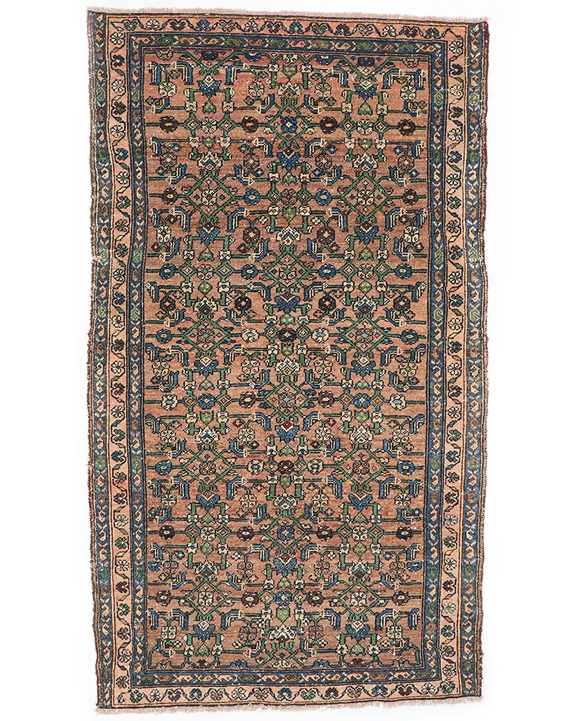 Vintage 3.3x5.8 ft Halı, Türk Halısı, Kahverengi Kareli Halı - 1