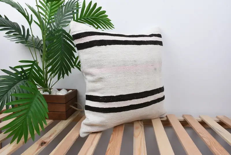 Antique Pillows, Cozy Throw Cushion, Pillow for Sofa, Kilim Pillow Cover, 20x20 White Pillow, Pillow Sham, Pattern Throw Cushion Cover - 4
