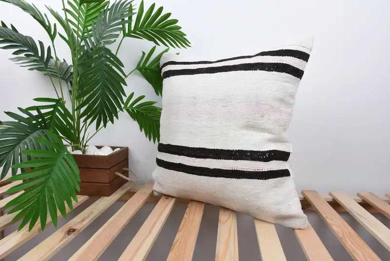 Antique Pillows, Cozy Throw Cushion, Pillow for Sofa, Kilim Pillow Cover, 20x20 White Pillow, Pillow Sham, Pattern Throw Cushion Cover - 5