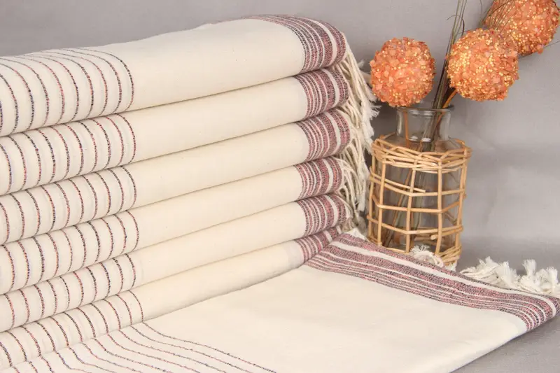 Personalized Turkish Towel Orange-Black Stripes, Organic Cotton, 36x67 Inches