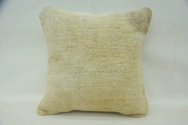 Square Turkish Pillow Cover, Beige Seasonal Decor Moroccan 16x16 inch Cushion Cover - 1