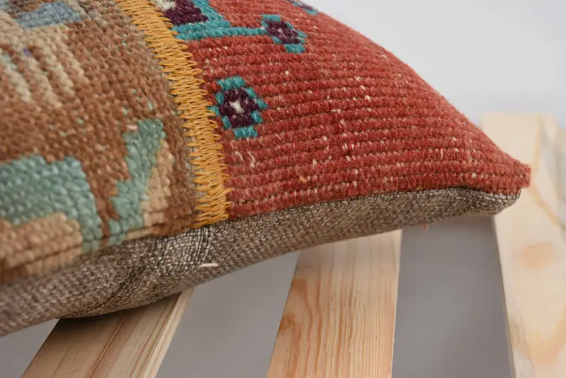 12x12 Red Cushion Case, Turkish Bench Cushion Cover, Boho Pillow Sham Cover, Pillow Cover, Antique Pillows, Ethnical Kilim Rug Pillow, Chair Cushion - 7