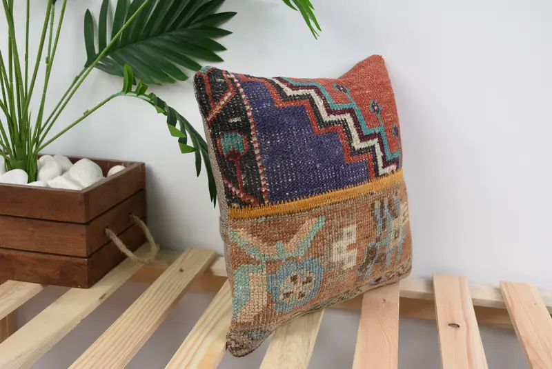 12x12 Red Cushion Case, Turkish Bench Cushion Cover, Boho Pillow Sham Cover, Pillow Cover, Antique Pillows, Ethnical Kilim Rug Pillow, Chair Cushion - 4