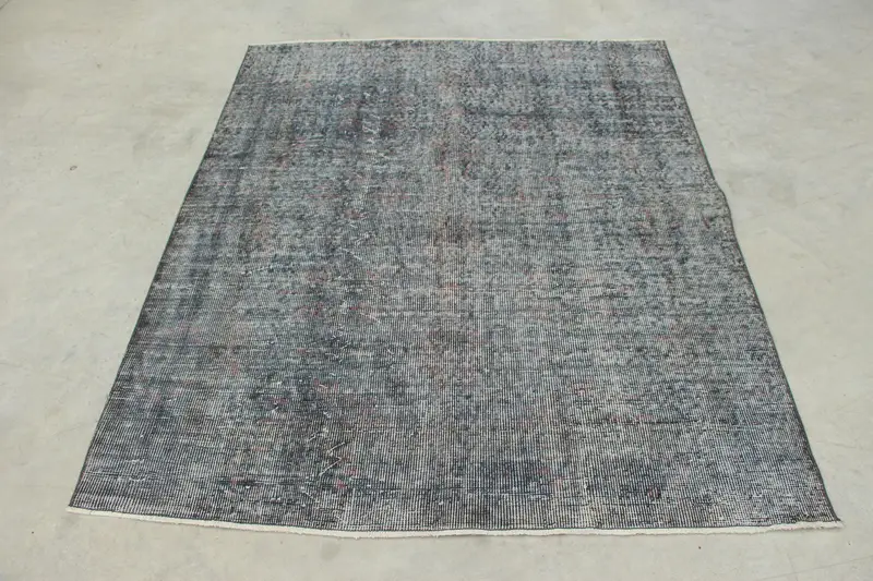 Turkish Rug, 4.8x5.7 ft Area Rug, Gray Solid Wool Vintage Rug - 1