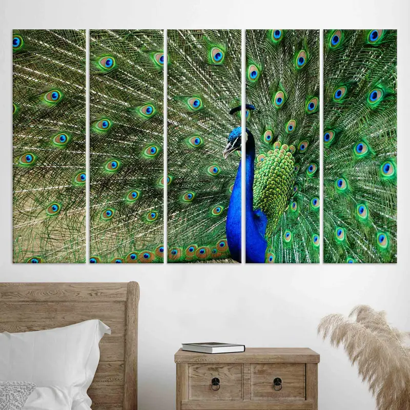 Peacock Wall Art, Huge Canvas, Feather Wall Art, Beautiful Peacock Wall Art, Trendy Wall Decor, Modern Canvas Art, Living Room Wall Art, - 3