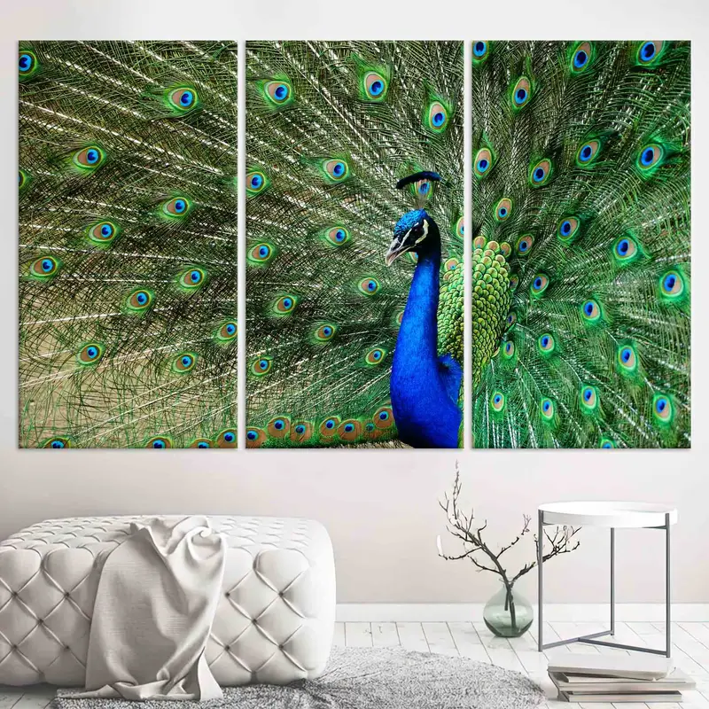 Peacock Wall Art, Huge Canvas, Feather Wall Art, Beautiful Peacock Wall Art, Trendy Wall Decor, Modern Canvas Art, Living Room Wall Art, - 1