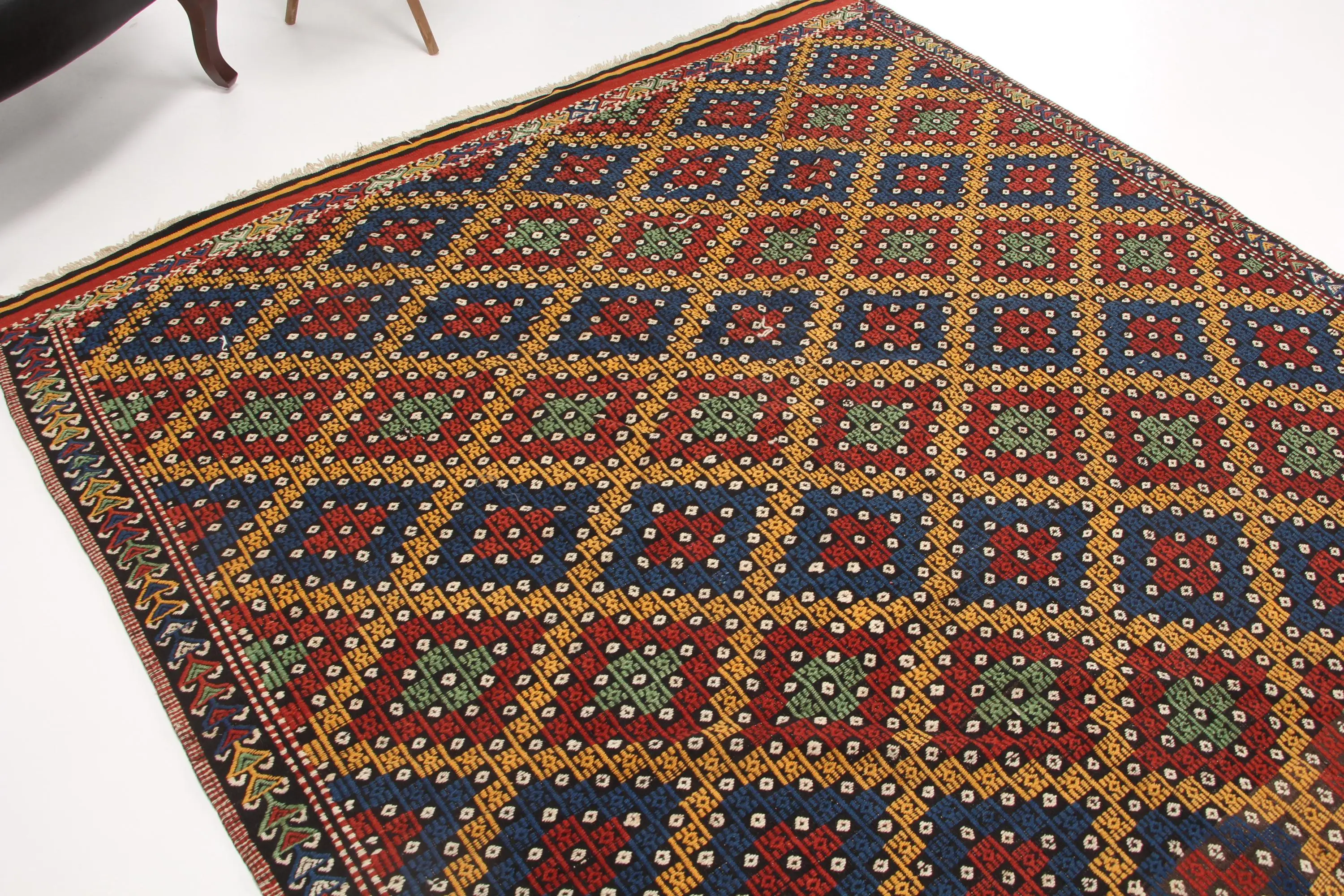 Türkischer Teppich, 6,7x9,2 ft Vintage Teppich, Blau Rot Abstrakter Wollteppich - 1